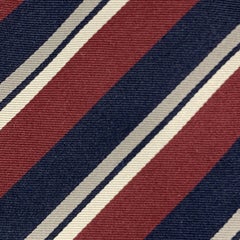 PRADA Stripe Burgundy Navy & Silver Striped Silk Skinny Tie