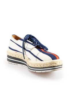 Prada Striped Lace-Up Platform Oxfords Size IT 38.5