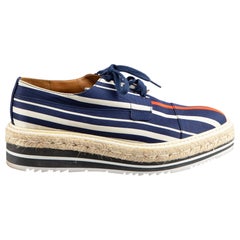 Prada Striped Lace-Up Platform Oxfords Size IT 38.5
