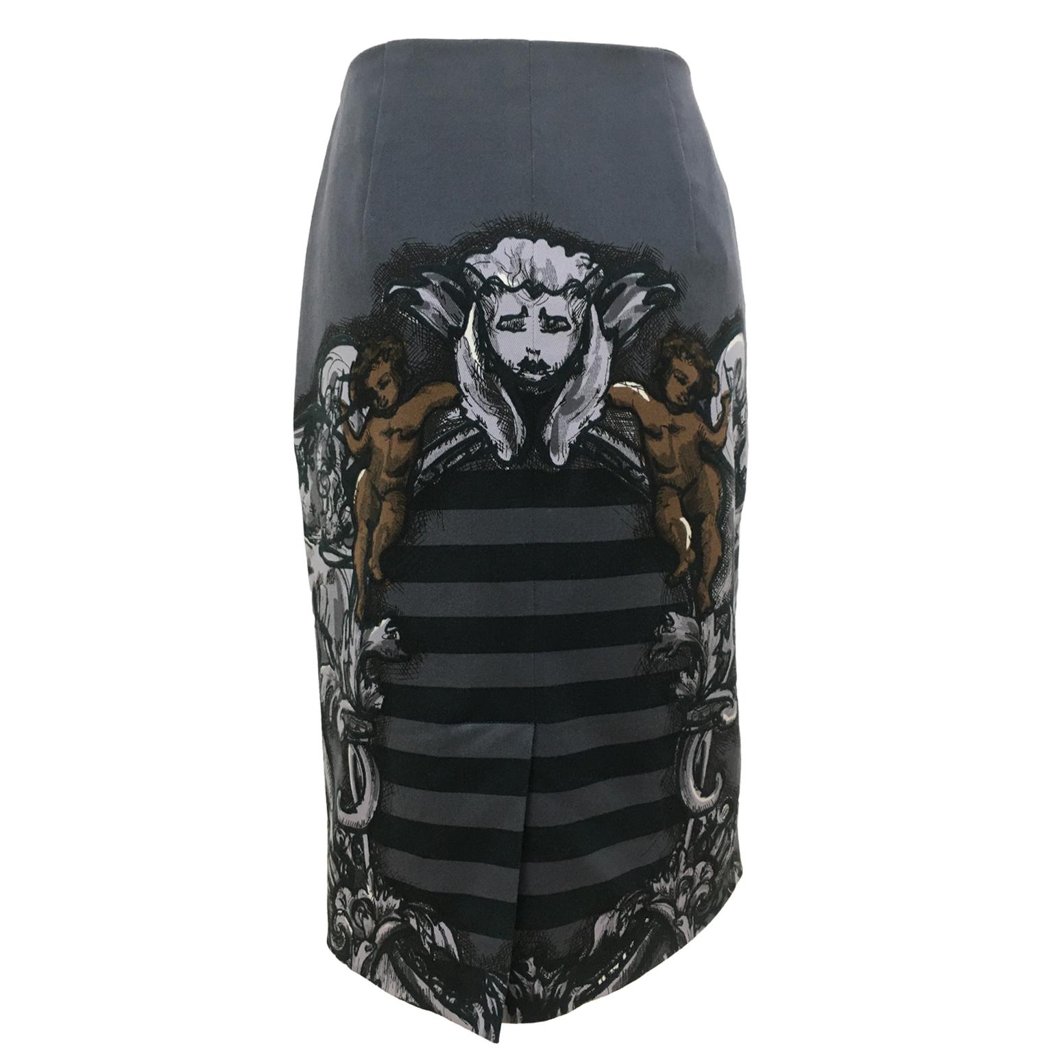 Black Prada Stripes And Prints Skirt SS 2011 For Sale