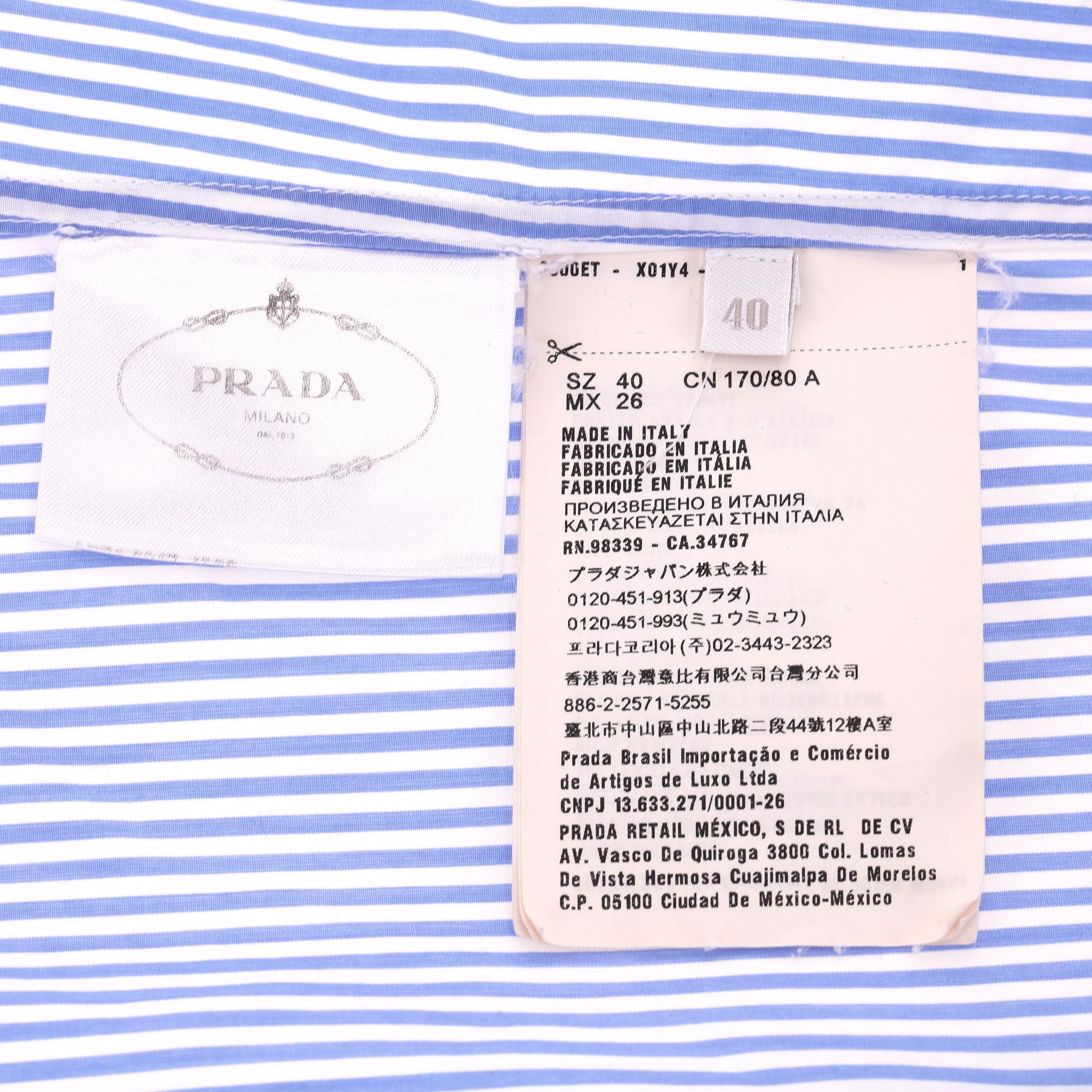 Prada gestreiftes Oberteil mit geraffter Front im Angebot 5