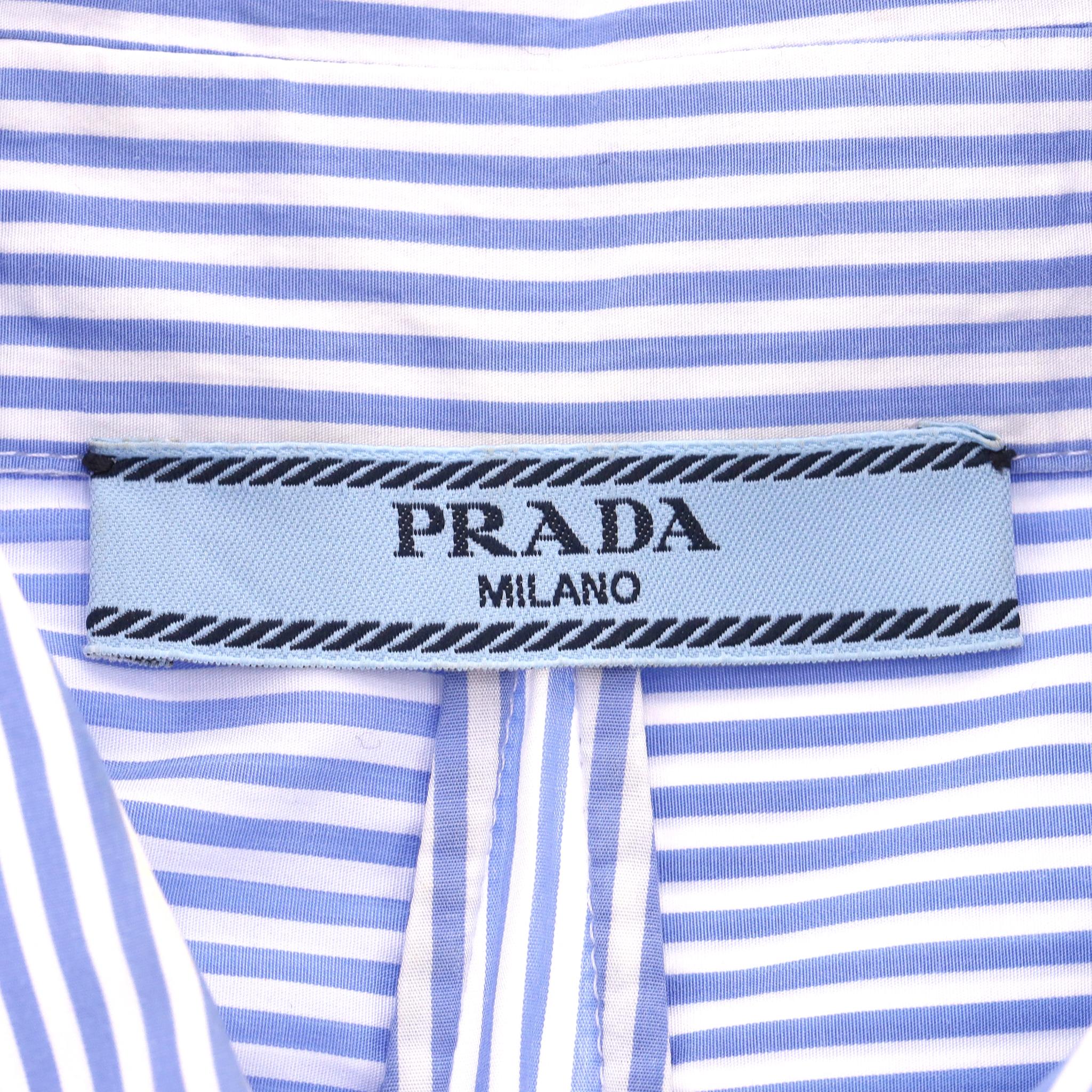 Prada gestreiftes Oberteil mit geraffter Front im Angebot 4