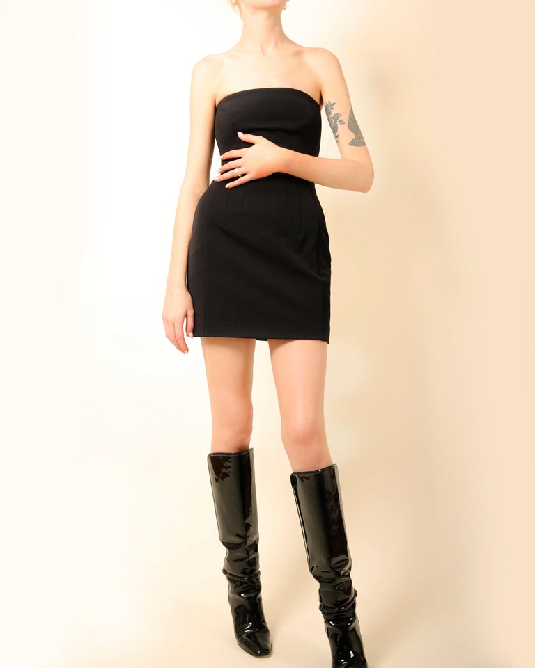 black tube mini dress Fringe Fabric Tube Mini Dress SMALL