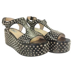 Prada Studded Wedge Sandals IT 40