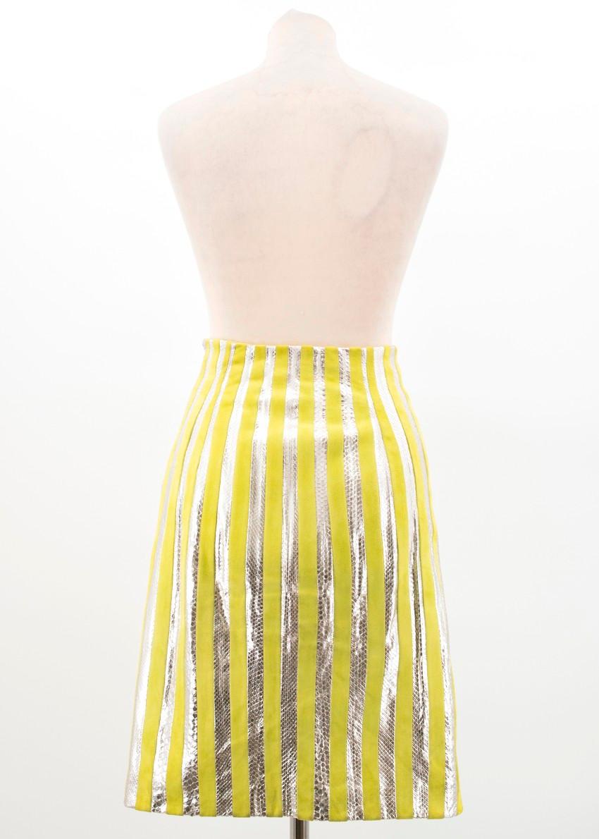 Prada Suede and Snakeskin Striped Pencil Skirt im Zustand „Hervorragend“ in London, GB
