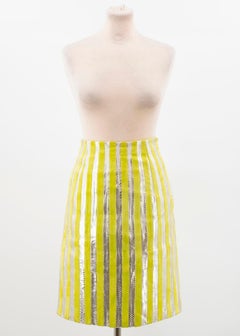 Prada Suede and Striped Pencil Skirt