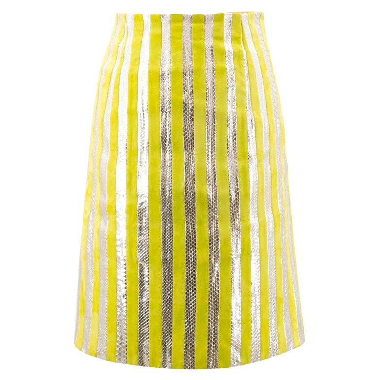 Prada Suede and Striped Pencil Skirt