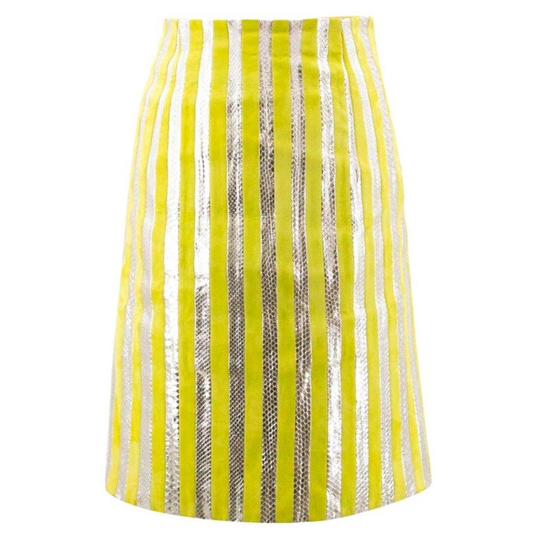 Prada Suede and Striped Pencil Skirt at 1stDibs