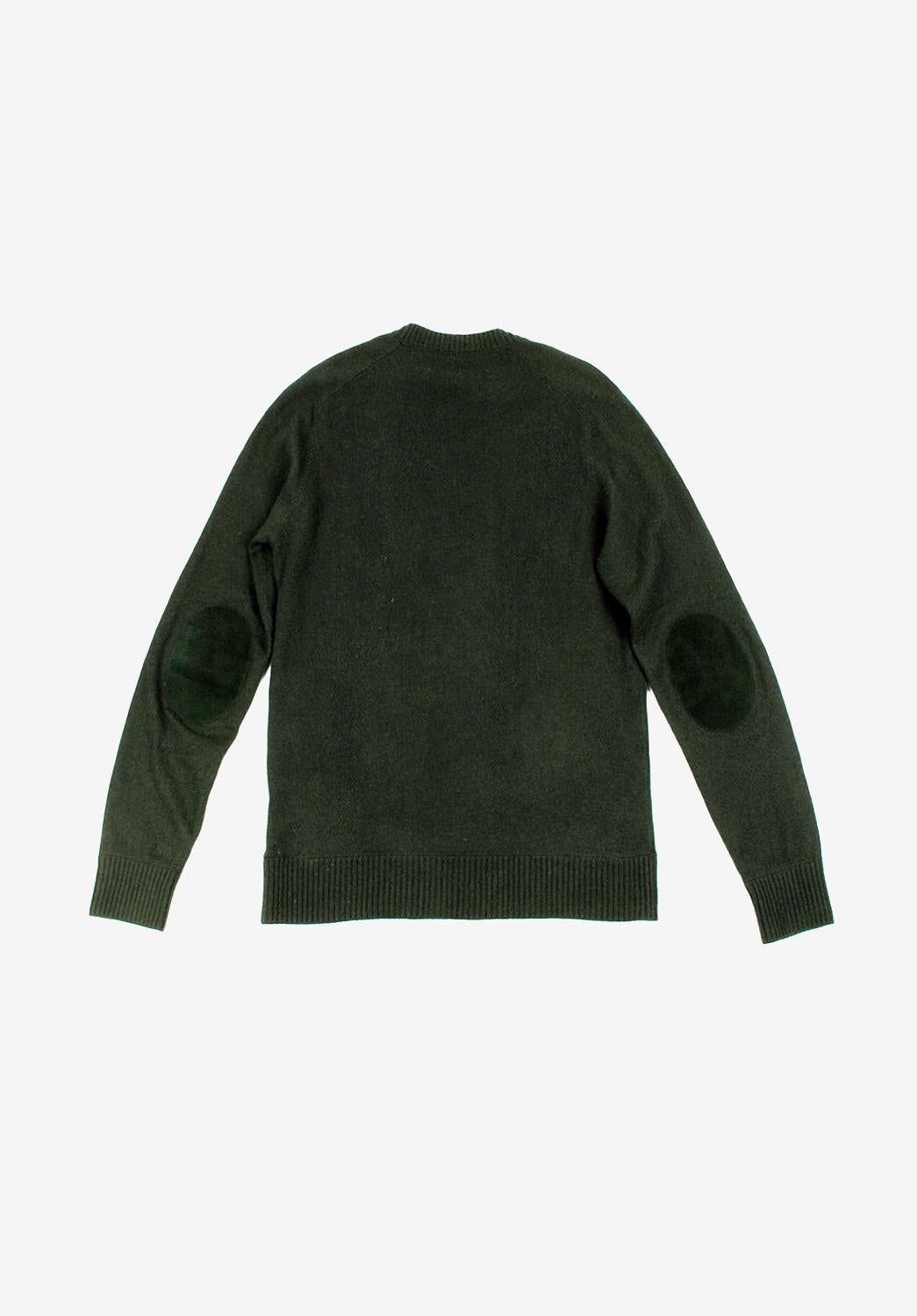 Men's Prada Suede Elbows Men Cashmere Green Sweater Size 50IT Medium (S106)