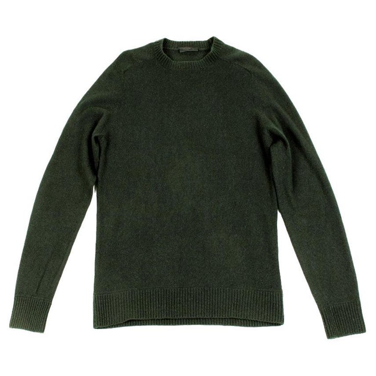 Prada Suede Elbows Men Cashmere Green Sweater Size 50IT Medium (S106) For  Sale at 1stDibs