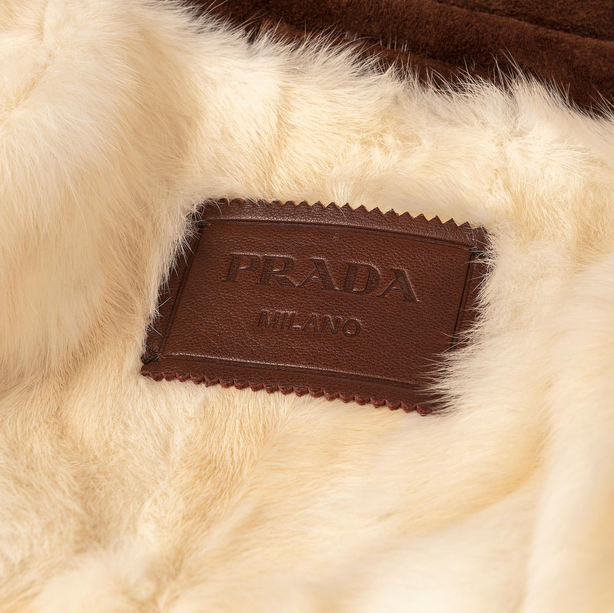 Women's or Men's Prada Suede Fur Hooded Coat For Sale