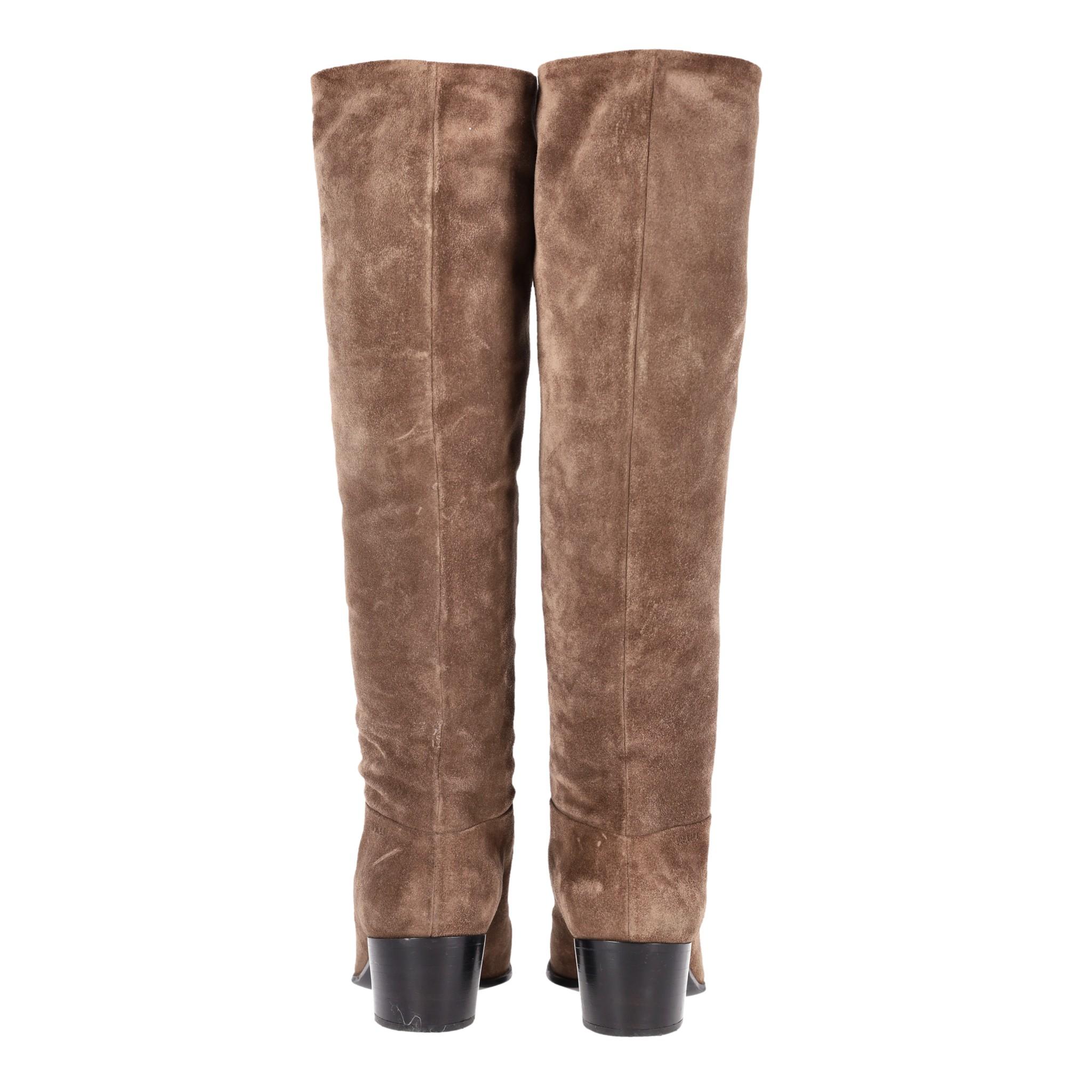 Prada Suede Knee-High Boots In Good Condition In London, GB