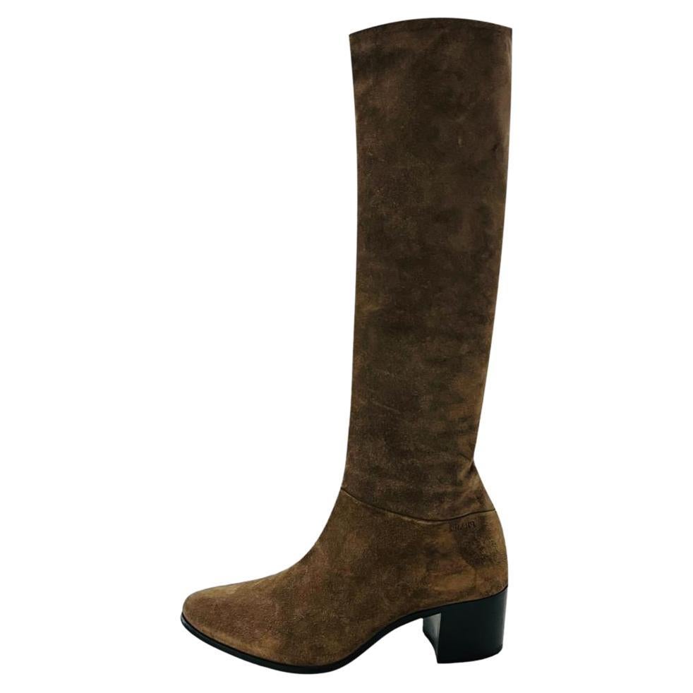 Prada Suede Knee High Boots For Sale at 1stDibs