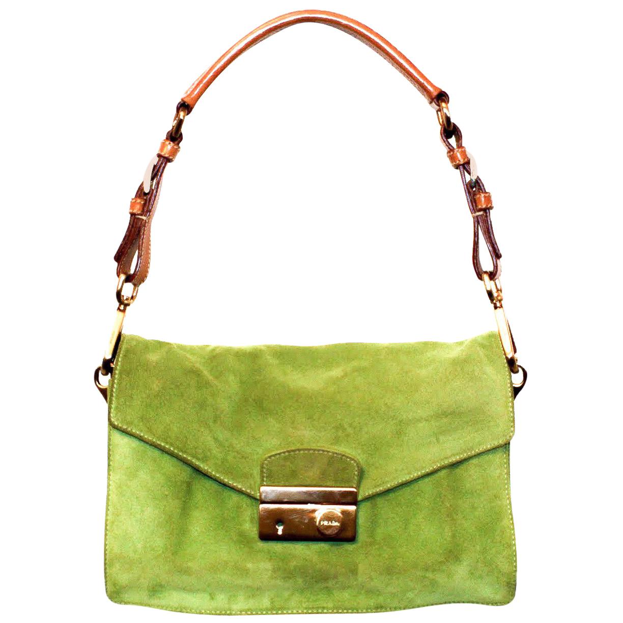 Prada Suede Lime Green Shoulder Bag