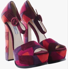Prada Suede Patchwork Heel Sandals - '10s