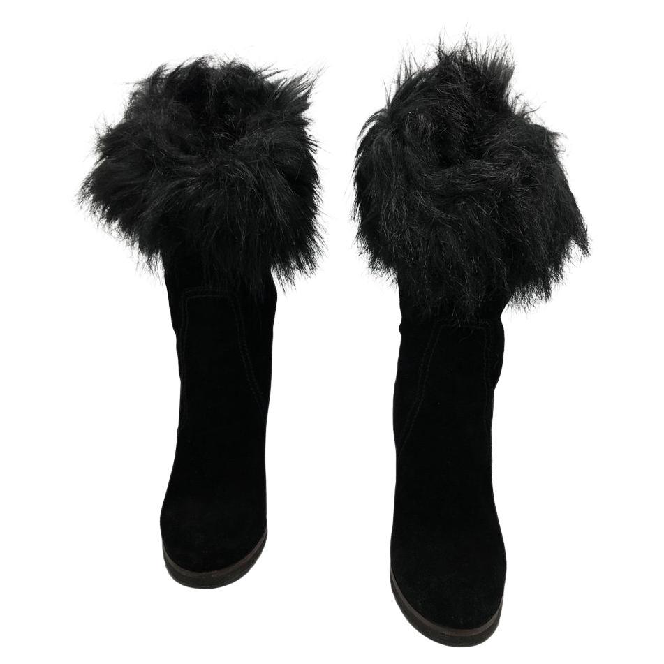 Prada Suede Snow Boots in Black