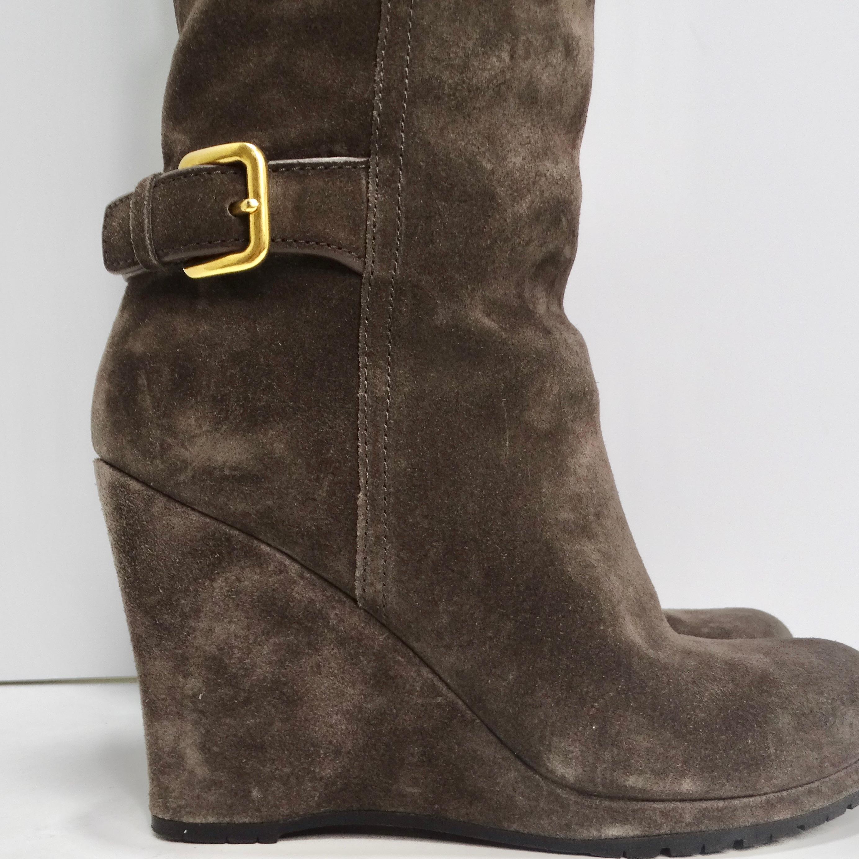 Prada Suede Wedge Boots For Sale 3