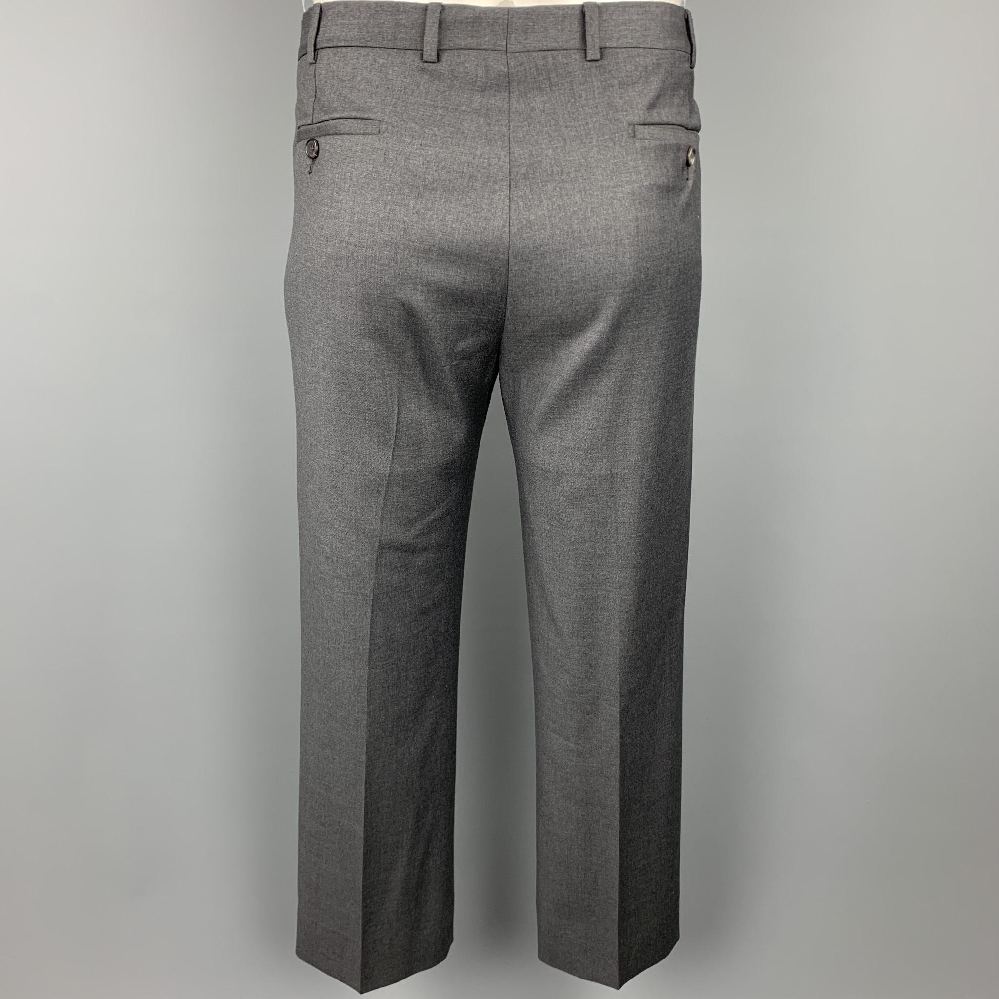 PRADA US 40 Regular Gray Wool Notch Lapel Men's Suit  In Good Condition In San Francisco, CA
