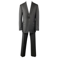 PRADA Suit - US 42 / IT 52 Long Charcoal Stripe Wool 