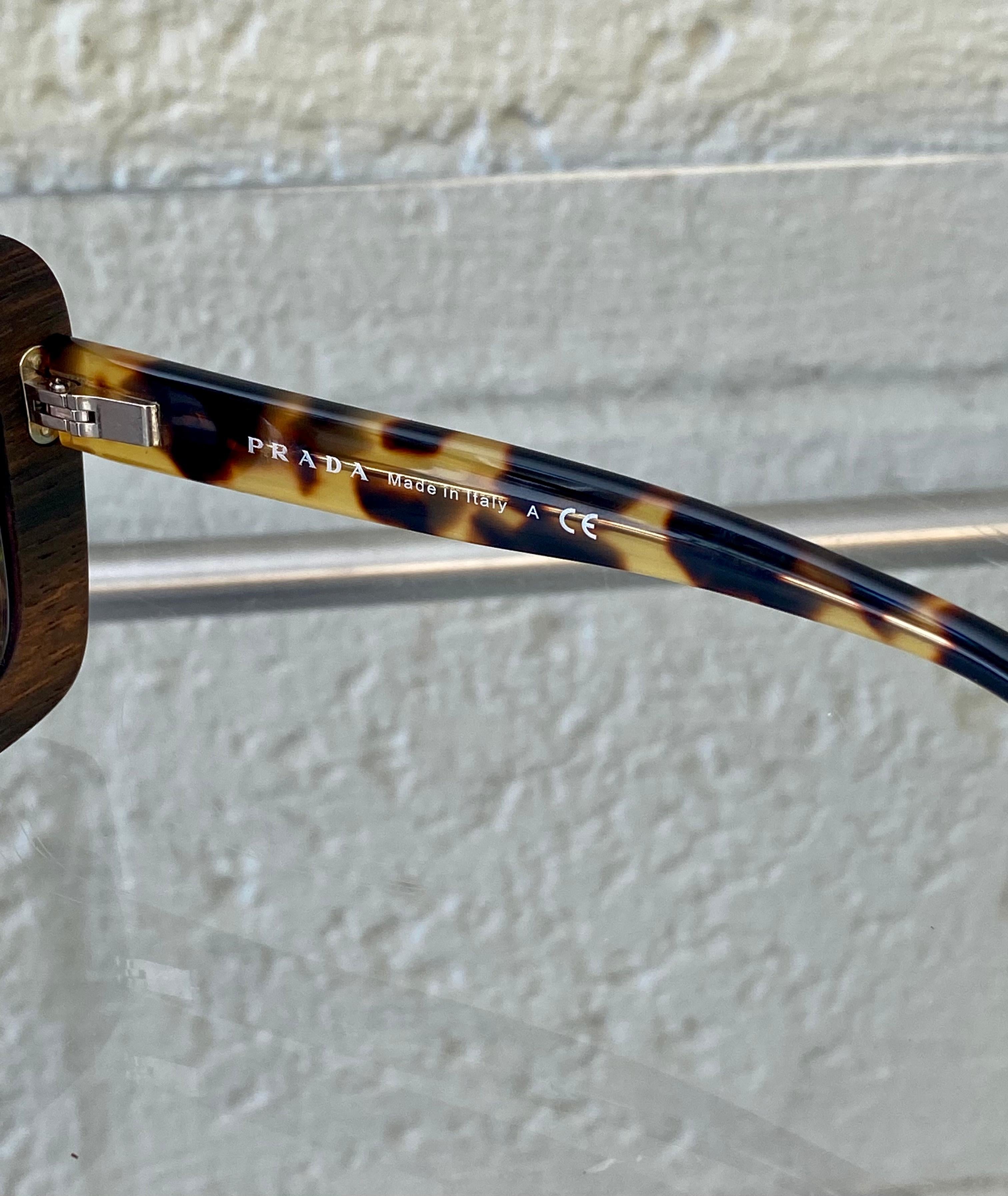 Black Prada Retro Wood Sunglasses 