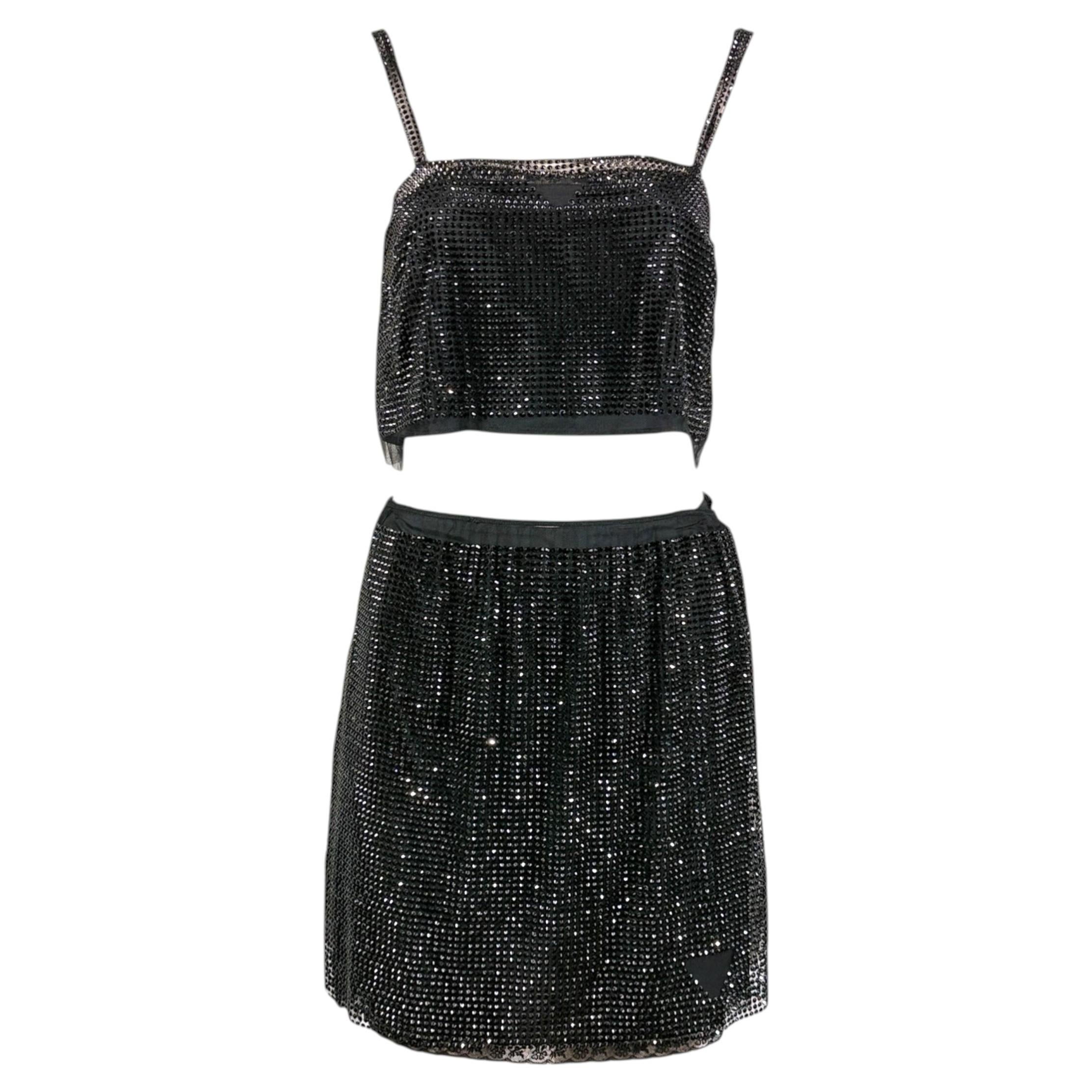 Conjunto Prada Swarovski 2021 strass negro en venta