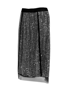 Prada Swarovski 2021 Black tulle silver crystal skirt