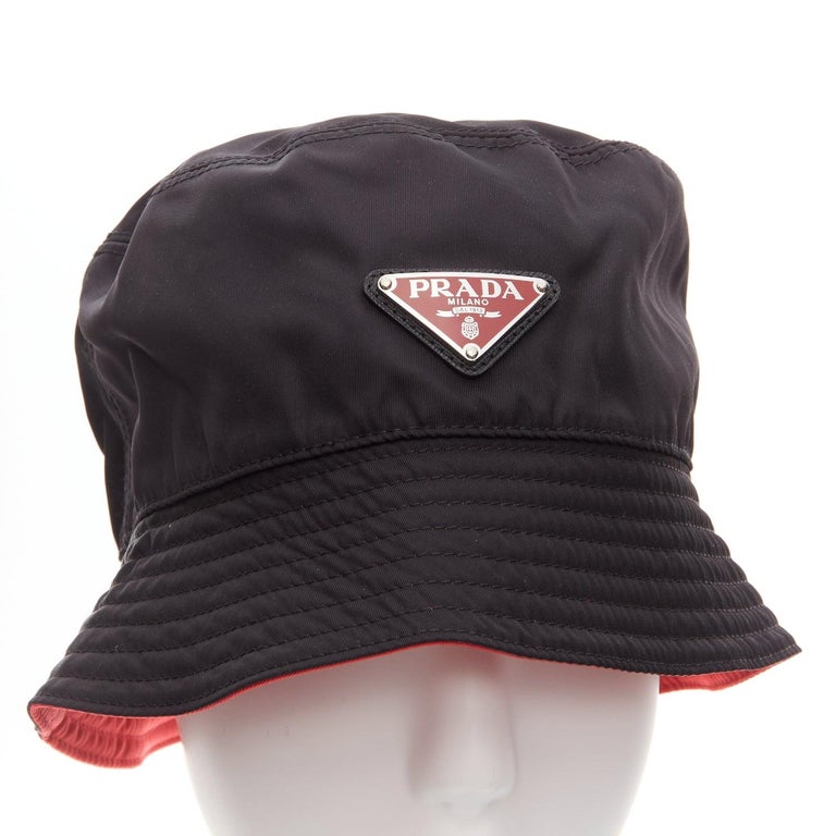 PRADA Symbole black metal triangle logo red inside nylon  display picture 1