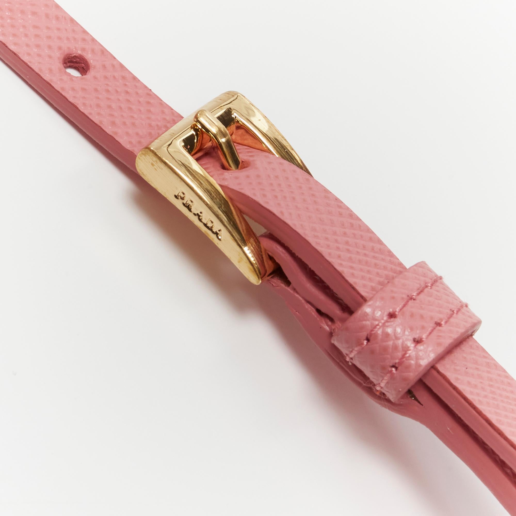 PRADA Symbole Triangle logo saffiano leather AirPods case lanyard pink For Sale 10