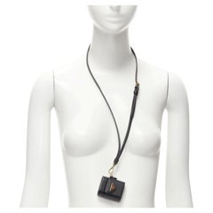 PRADA Symbole Triangle logo saffiano leather AirPods lanyard bag black red