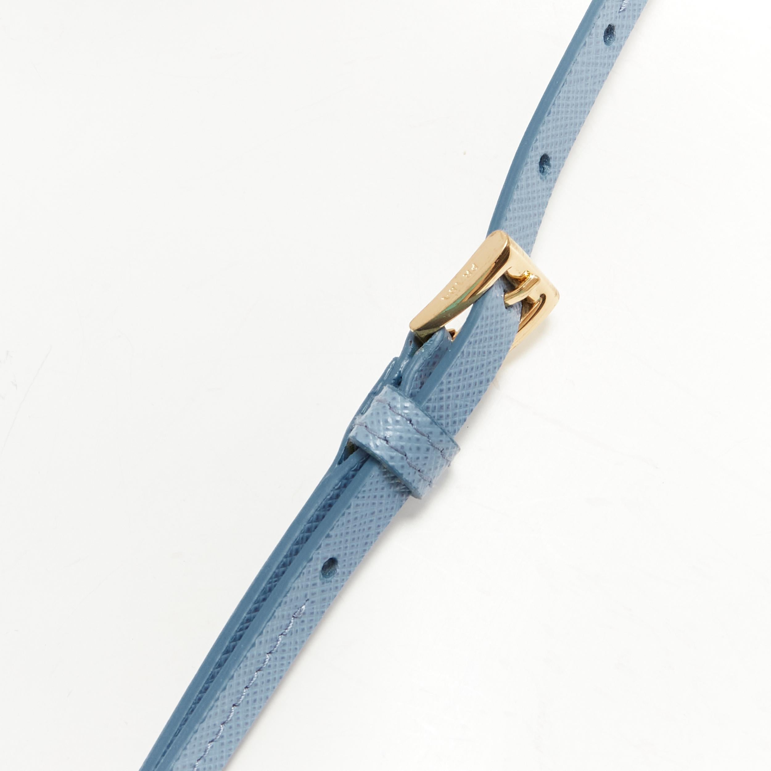 PRADA Symbole Triangle logo saffiano leather AirPods lanyard bag sky blue For Sale 3