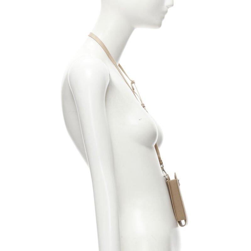 PRADA Symbole Triangle logo saffiano leather Phone lanyard bag beige nude In Excellent Condition For Sale In Hong Kong, NT