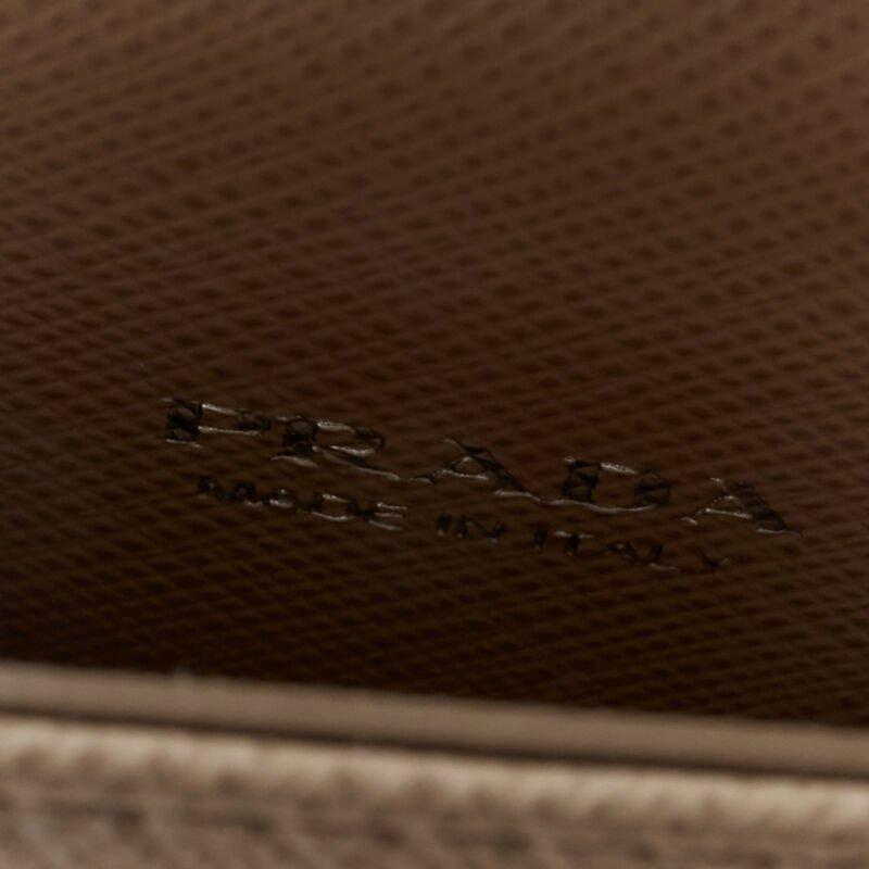 PRADA Symbole Triangle logo saffiano leather Phone lanyard bag beige nude For Sale 4