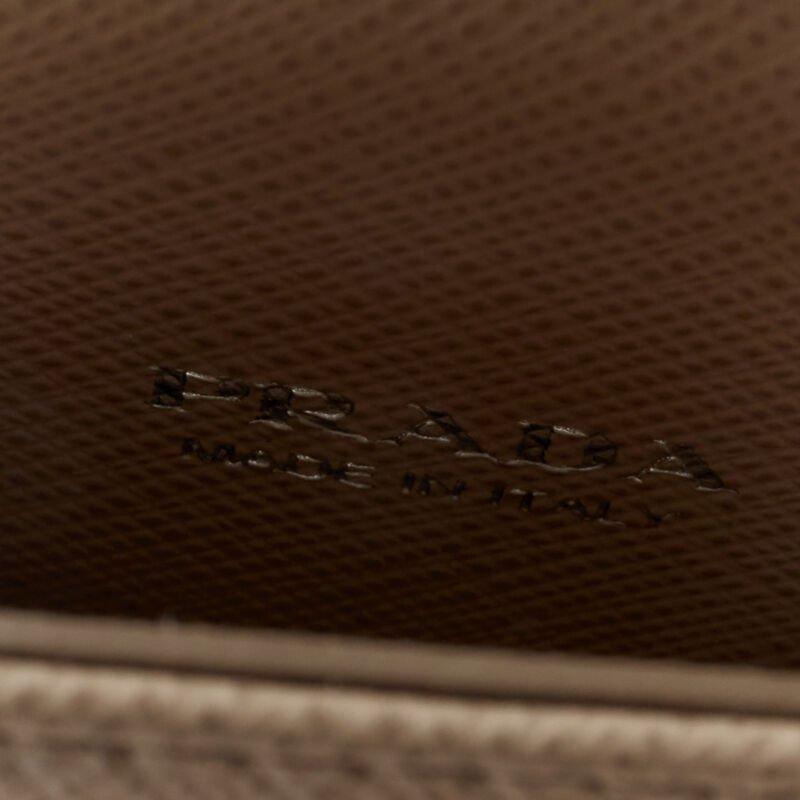 PRADA Symbole Triangle logo saffiano leather Phone lanyard bag beige nude For Sale 3