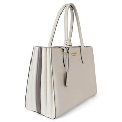 PRADA Talco Argilla Cremefarbene Ledertasche MEDIUM SOFT BIBLIOTHEQUE Tote Bag 1DB098