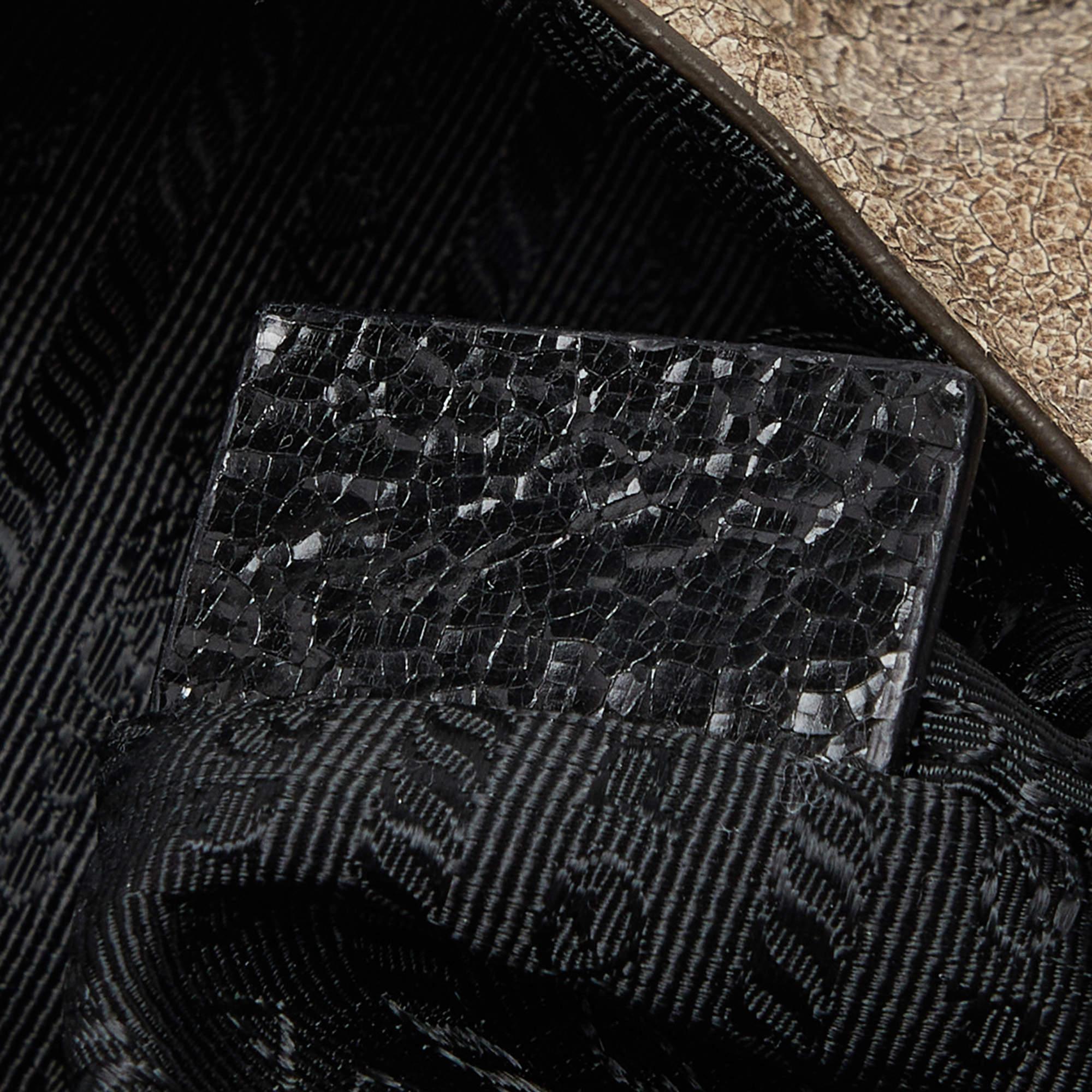 Prada Talco Craquele Leather Studded Bauletto Tote 6