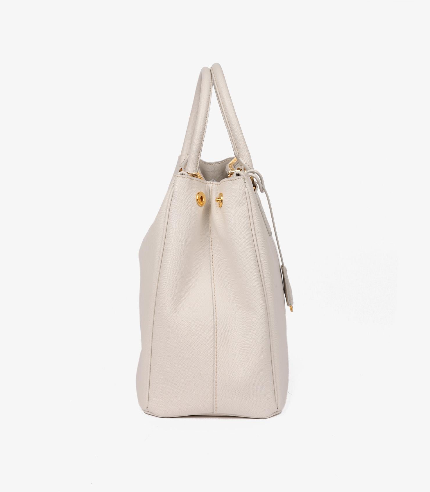 Beige Prada Talco Saffiano Lux Leather Large Galleria Tote