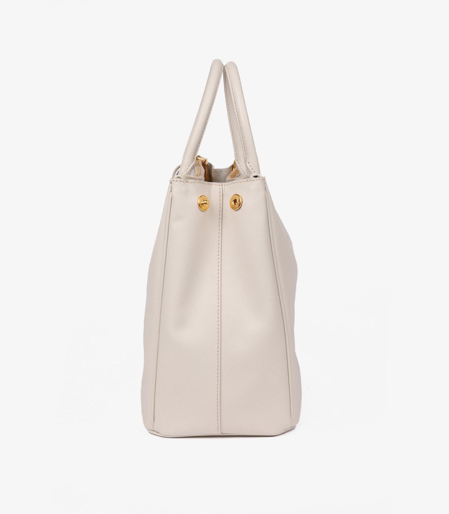 Prada Talco Saffiano Lux Leather Large Galleria Tote In Excellent Condition In Bishop's Stortford, Hertfordshire