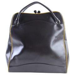 Used Prada Tall Bowler 19pr0621 Brown Leather Weekend/Travel Bag