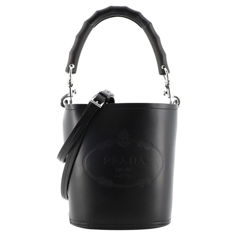 Prada Tambour Bucket Bag Leder mit Metall und Holz