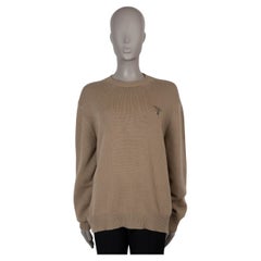 PRADA tan brown cashmere 2022 LOGO EMBROIDERED Sweater 42 M