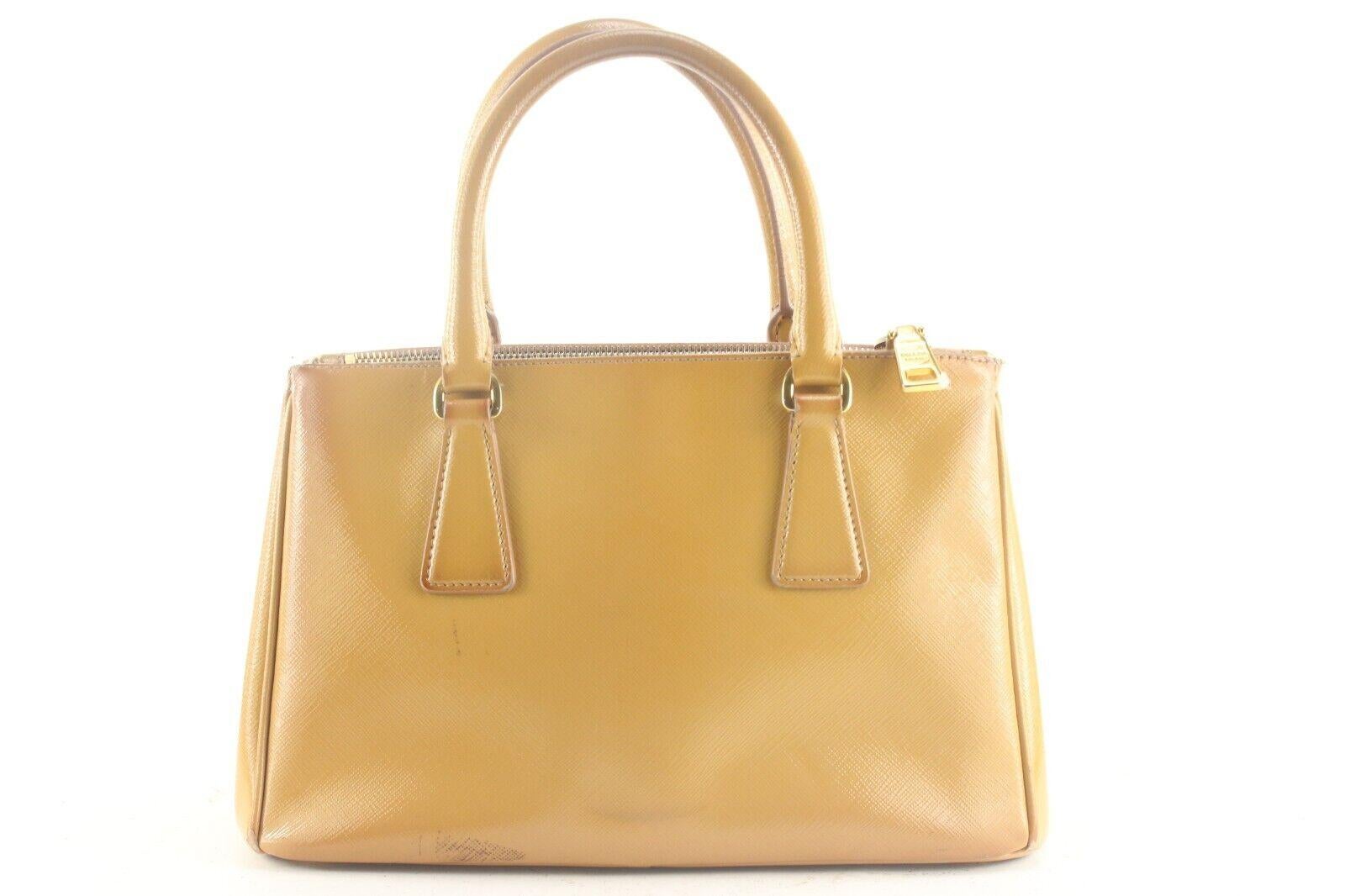 Prada Tan Brown Saffiano Leather Luxe Tote 2way with Strap 3PR831K For Sale 2