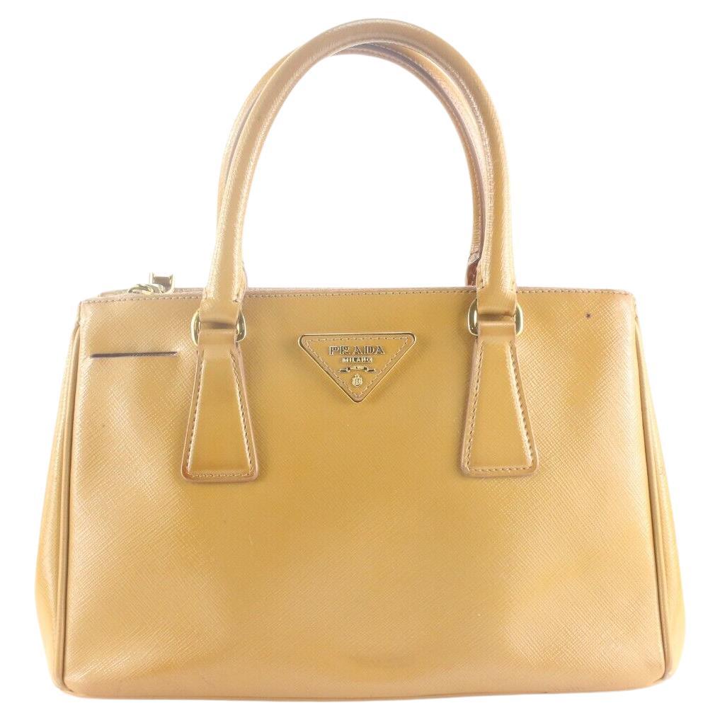 Prada Tan Brown Saffiano Leather Luxe Tote 2way with Strap 3PR831K