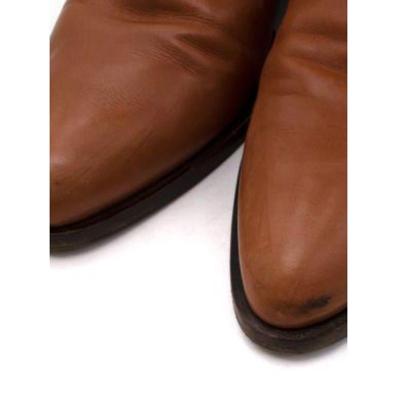 Prada Tan Calf Leather Long Heeled Boots For Sale 2