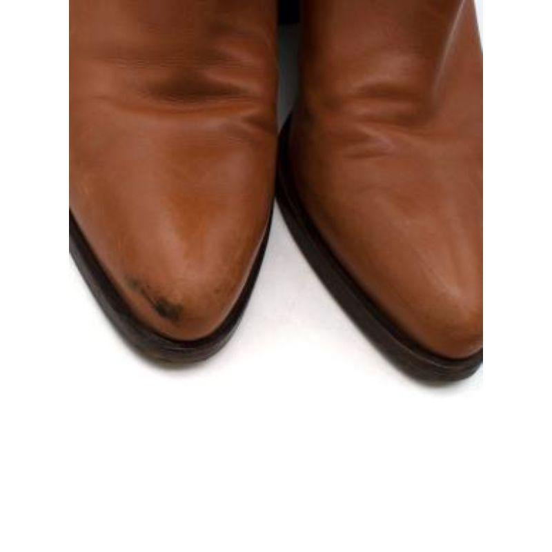 Prada Tan Calf Leather Long Heeled Boots For Sale 5