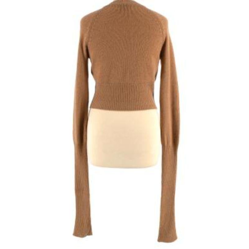 Prada Tan Cashmere Cropped Cardigan In Good Condition For Sale In London, GB