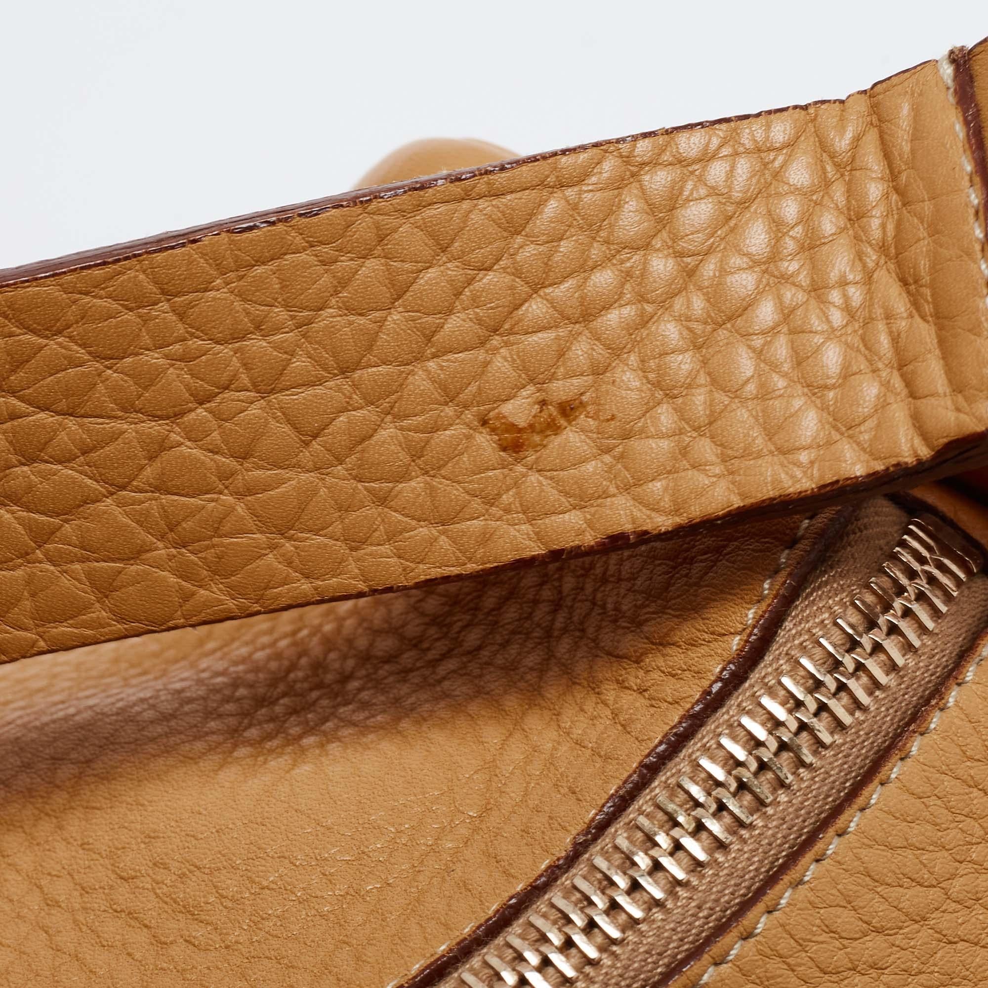 Prada Tan Daino Leather Top Zip Shoulder Bag 3