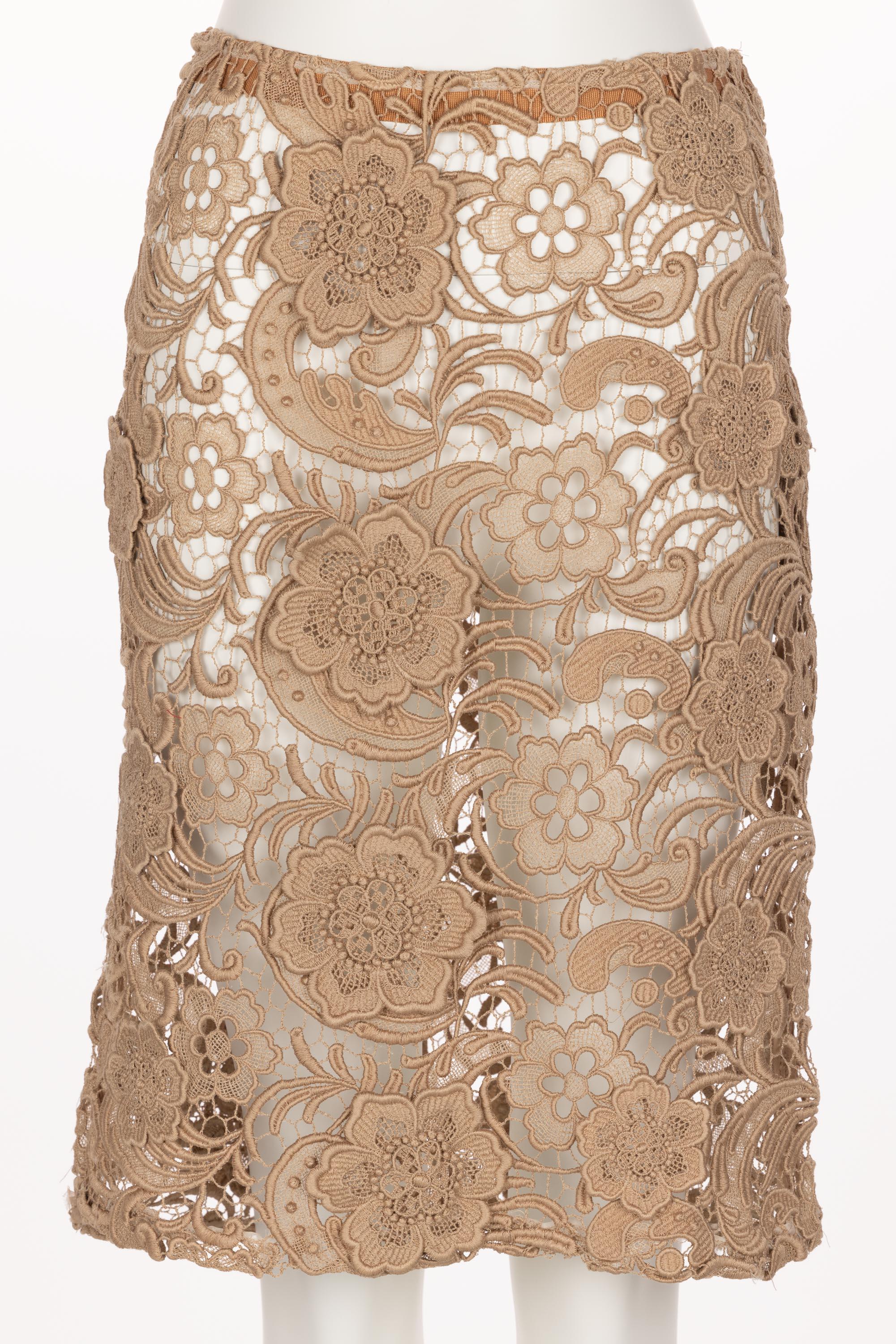 Lace is a remarkably traditional craft and fabric that has been a staple of couture for centuries. Typically seen as a quintessentially docile and feminine textile, in 2008, Prada of course took the opportunity to reimagine the power of lace into