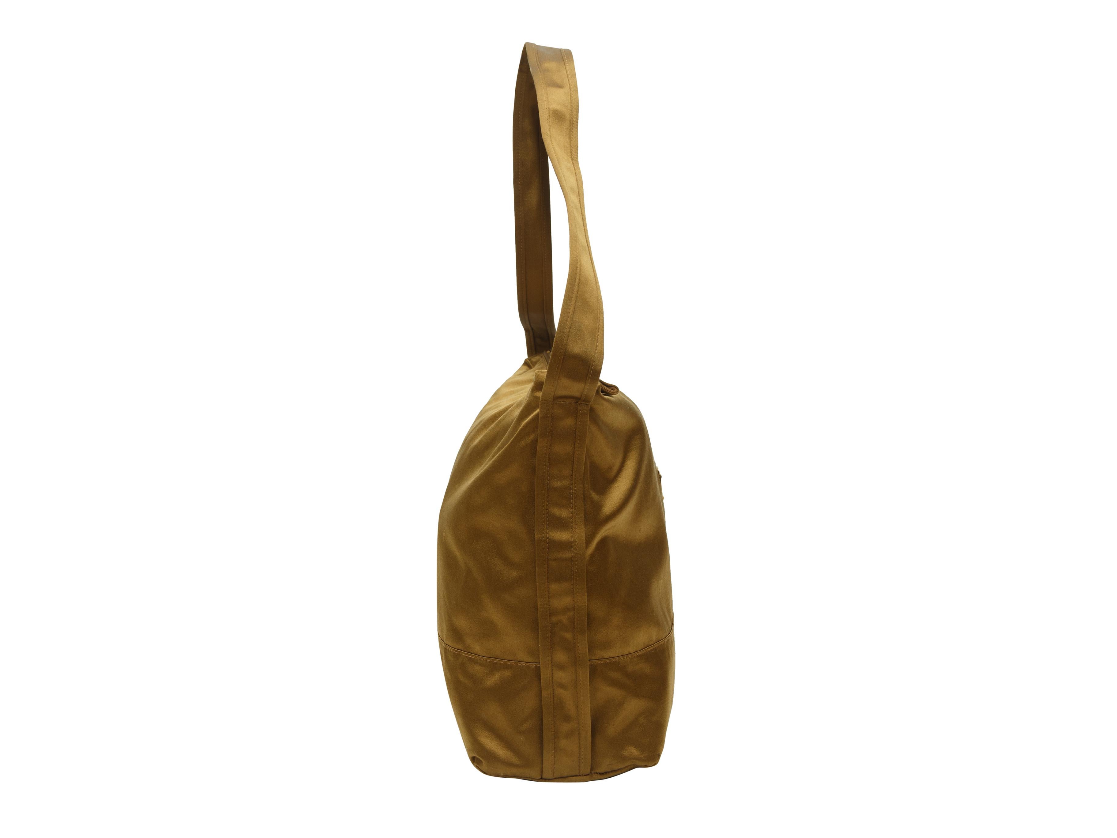 Brown  Prada Tan Large Satin Shoulder Bag