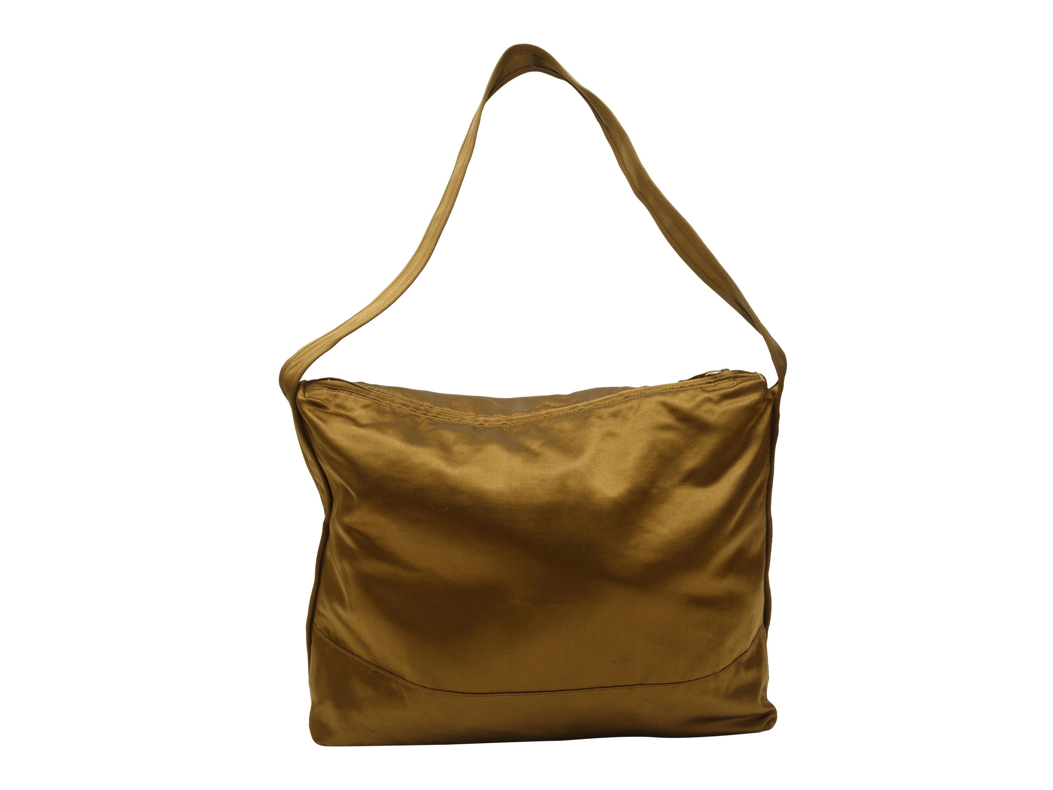  Prada Tan Large Satin Shoulder Bag In Good Condition In New York, NY