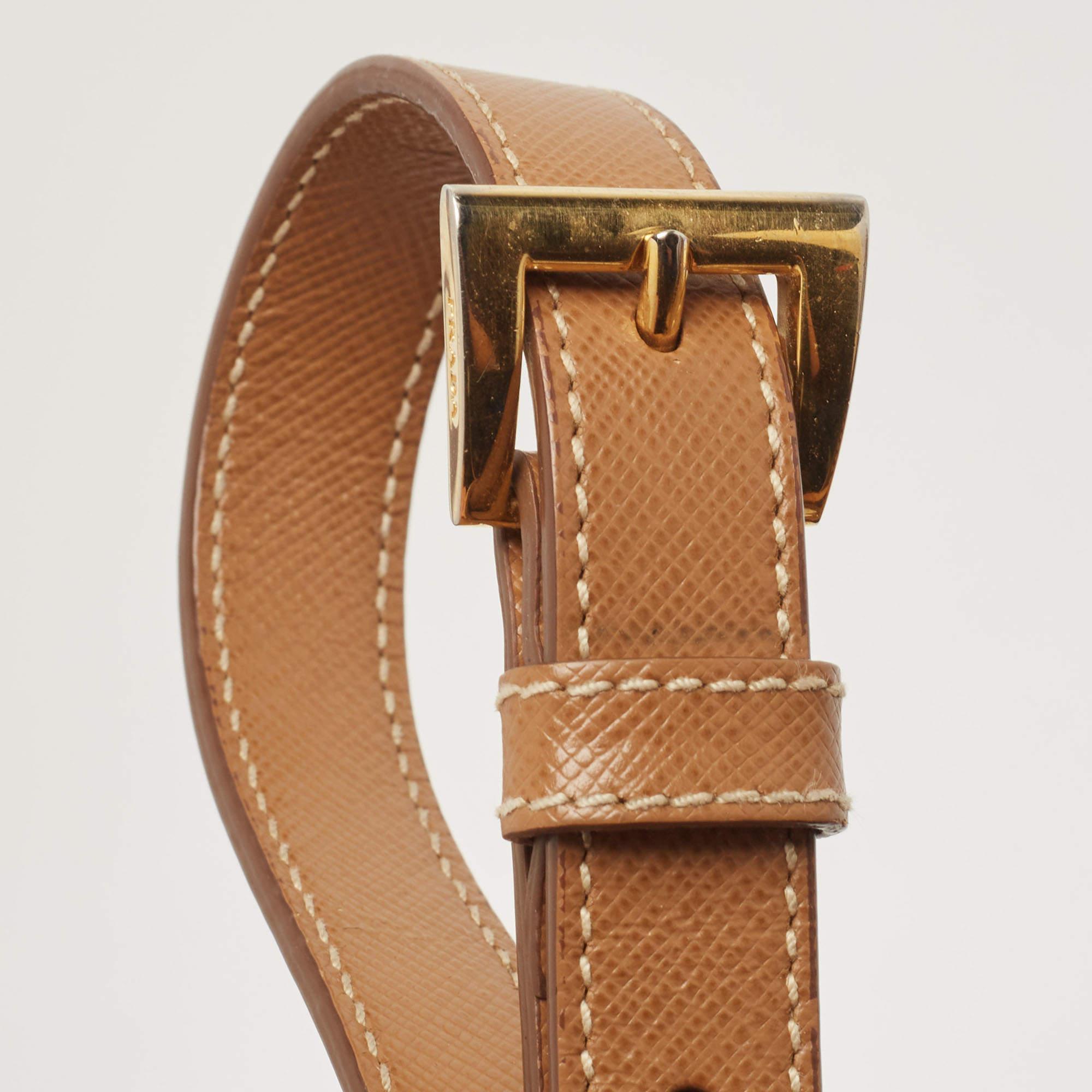 Prada Tan Lasercut Saffiano Leather Open Tote 6